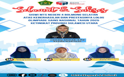 3 Siswi MTs Negeri 4 Bolsel Lolos Olimpiade Sains Nasional KeTingkat Provinsi